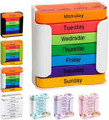 7-Day Weekly Medication Organizer - Stay on Track Medication Organizer with 7 Stackable Compartments, Four Times-a-Day (Morning, Noon, Evening, Bedtime) for Organized Pill Taking (Colorful)
