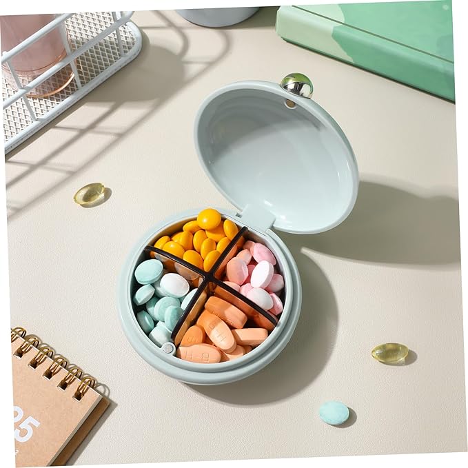Lurrose Outdoor Portable Travel Compartment Organizer Airtight Storage Case Four Separate Compartments for Pill Vitamins and Medication for Travel and Daily Use