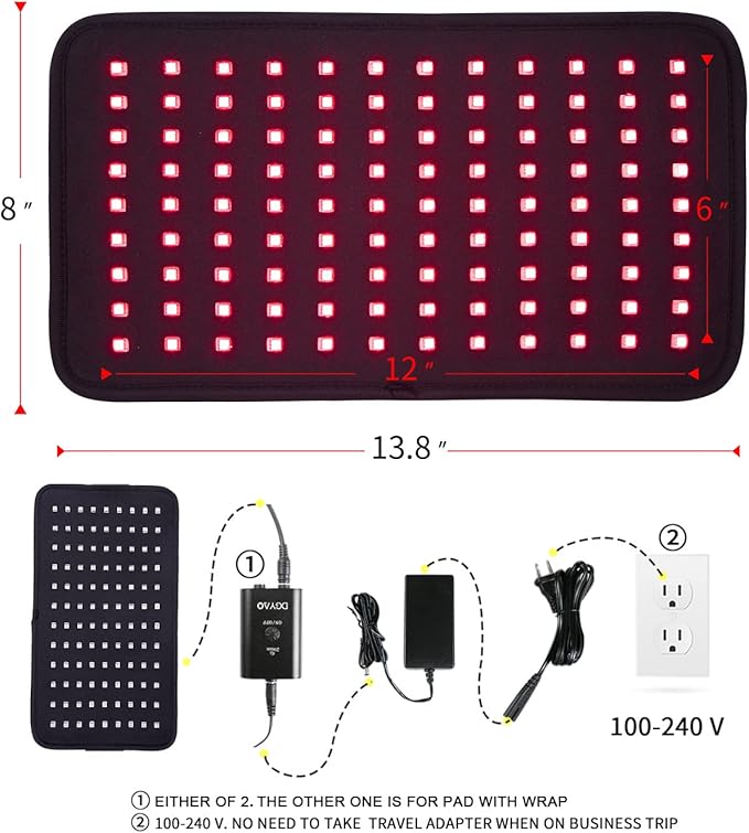 Eicolorte Wearable Red & Infrared Light Therapy Belt with Large Pad for Body Pain Relief, Muscle Repair, and Inflammation Reduction - LED 660nm & 850nm with Controller for Waist, Back, and Stomach