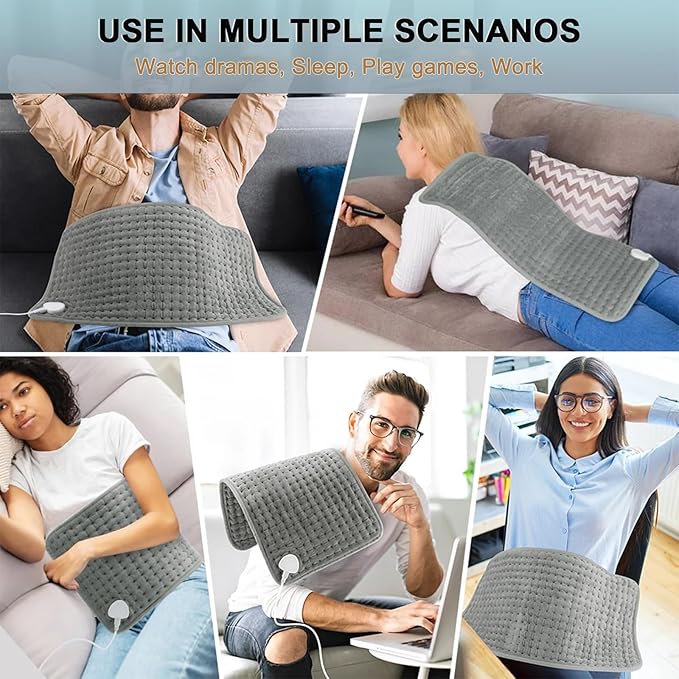 Electric Heating pad,25 x12 Portable Heating Pad for Period Cramps Back Neck Shoulders Pain Relief, 10 Heat Setting Auto Shut Off Moist Dry Heat Pad Birthday Gift for Women Men Black Froday Day Gift