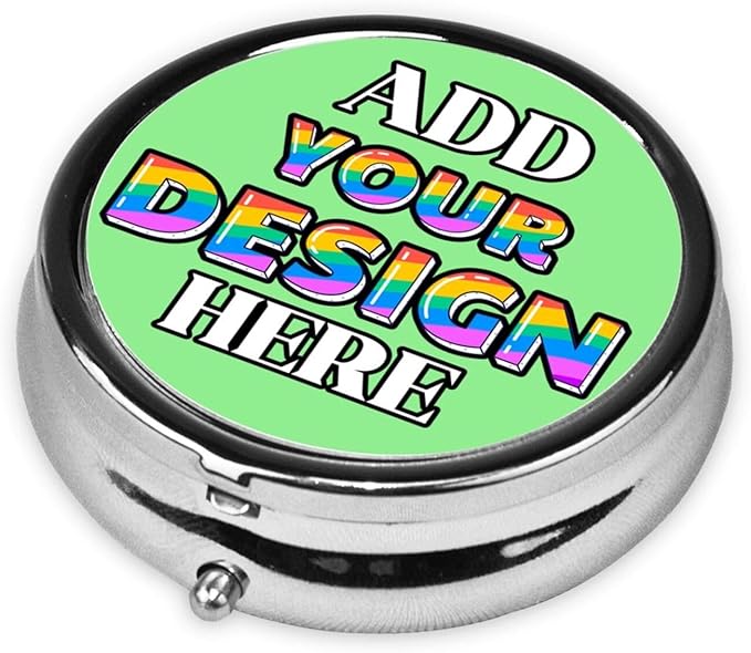 Custom Pill Case, Medicine Pill Box Organizer Container Travel Pill Holder Vitamin for Purse Med Wallet Portable Mini Pastillero Round, Light Green, Personalized Gifts with Photo