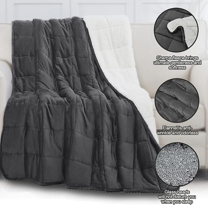 yescool Weighted Blanket for Adults (15 lbs, 48" x 72", Medium Gray) Heavy Blanket for Sleeping Perfect for 140-160 lbs, Twin Size Breathable Blanket with Premium Glass Bead, Machine Washable