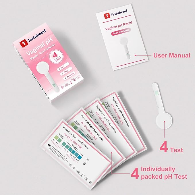 BV Test Strips for Women, 10-Seconds Vaginal pH Test Strips, 4 Count – Easy Home Detection of Bacterial Vaginosis, Balanced pH Monitoring