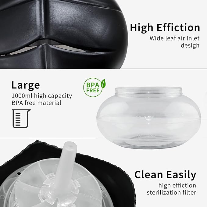 Water Based Air Purifier with Essential Oil Diffuser Pack, Air Washer with 7 Color LED Night Light, Air Revitalizer Includes 6x10ml Essential Oil Aroma Diffuser for Home, Office, Pet