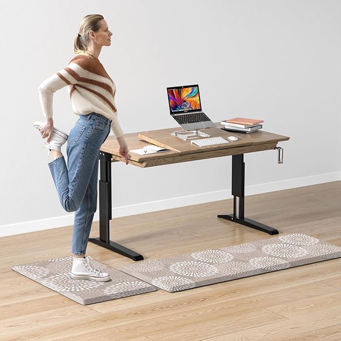 LuxStep Kitchen Mats for Floor,0.47 inch Thicker Cushioned Rug Anti-Fatigue Mats for Kitchen Decor Accessories,Waterproof Non-Slip Mats and Rugs Set for Office,Laundry 17.3"×29"+17.3"×47",Khaki