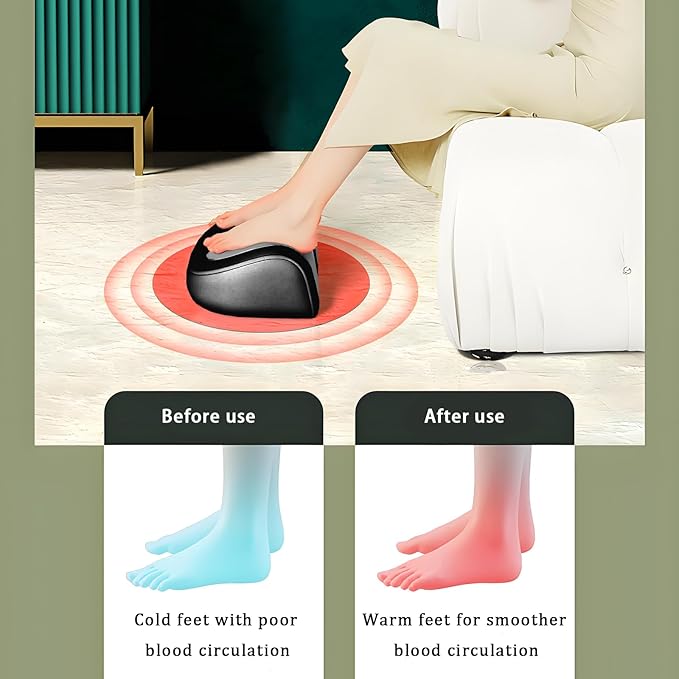 Foot Massager with Heat,with 3 Intensity Levels Shiatsu Kneading,Dual-Frequency Red Light 107.6°F Constant Temperature,Ideal for Feet Pain Relief at Home and Office (Black)