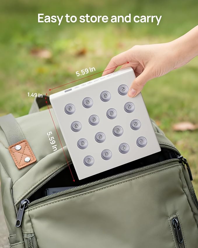 Red Light Therapy Panel for Body, 6 Wavelengths (630 nm, 660 nm, 810 nm, 830nm, 850 nm, 940 nm), 16LEDs, Near‑Infrared Light Therapy Device, Ease Discomfort and Revitalize Skin(White)
