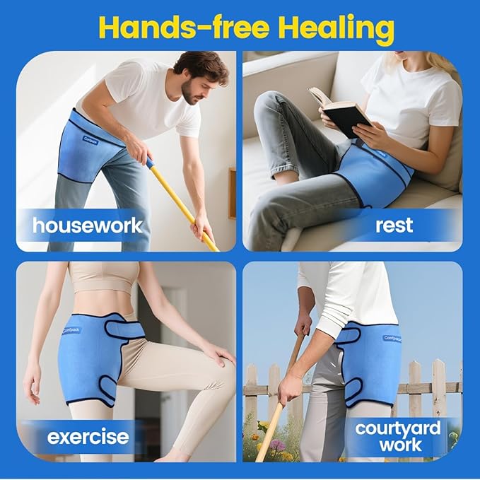 Ice Pack for Hip Replacement Surgery, Hip Brace with Hot Cold Gel Pack, Hip Replacement Kit, Compression Ice Pack Wrap for Sciatica, Bursitis, Hip Flexor Pain, Hamstring
