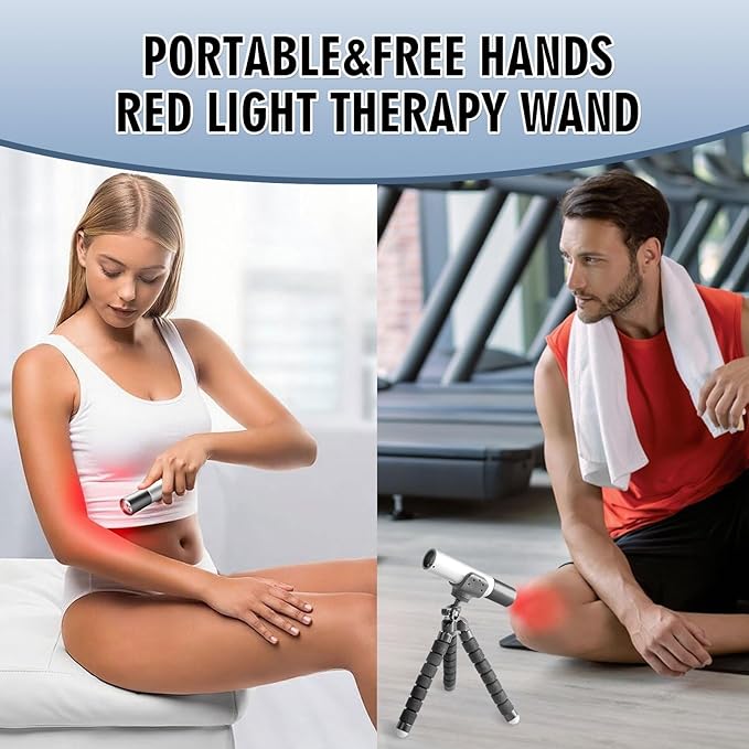 Red Light Therapy Torch for Joints Muscles Pain Relief, Portable Infrared Red Light Therapy Wand for Body Face Neck Knee Hand Back Relief(Silver)