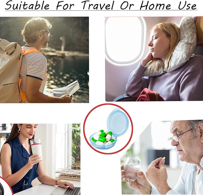Small Pill Box (6 Pack) Travel Pill Container Small Pill Organizer Portable Daily Mini Medicine Case Holder for Pocket Purse Travel Medicine Cod Liver Oil Storage Box Earplug Case Blue