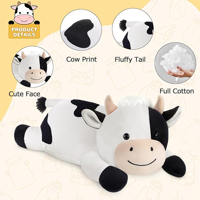 Cow Heating Pad for Period Cramps Menstrual Pain Relief, Portable Electric Heat Pads USB Powered, Cute Stuff Cow Plush Heated Stuffed Animals Gift, Gifts for Women Teen Girls Birthday Christmas Easter
