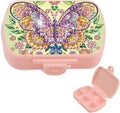Butterfly DIY Diamond Painting Travel Pill Box, 6 Compartments Daily Vitamin Organizer, Portable Supplements Medicine Pill Case Container for Study Office Travel