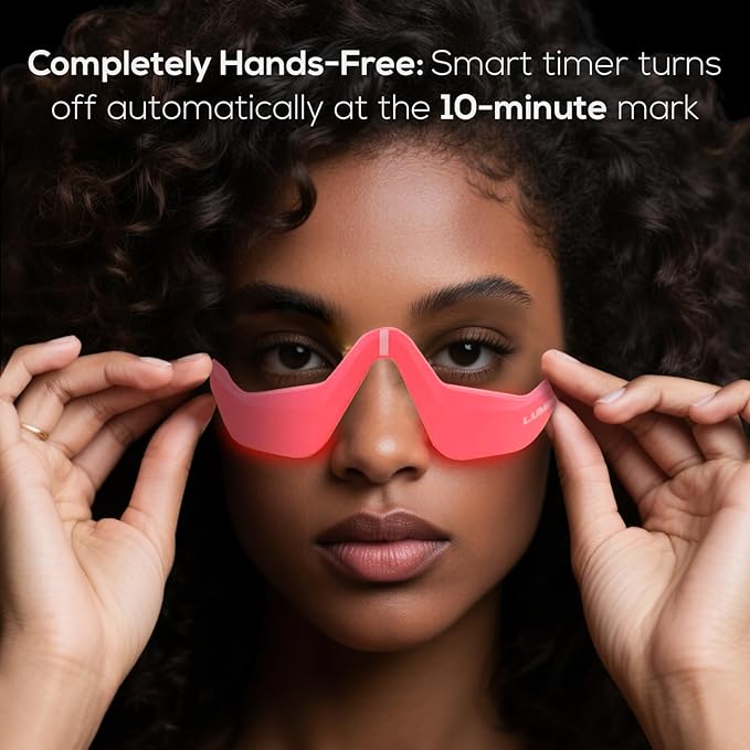 Under-Eye Red Light Therapy Device, & Microcurrent Eye Massager, Puffiness, Eye Bags - Red Light Therapy Glasses for Reducing Wrinkles and Fine Lines(Pink)