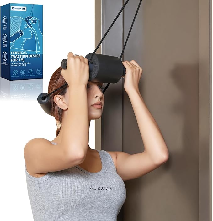 Cervical Traction Device for Neck Pain Relief, Over The Door Neck Stretcher to Restore Natural Curve, Home Use Cervical Neck Traction (Thick)