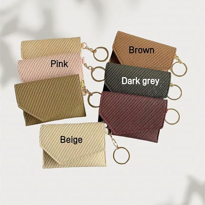 Birth Control Pill Case Wallet PU Leather Medicine Holder Keychain (Pink)