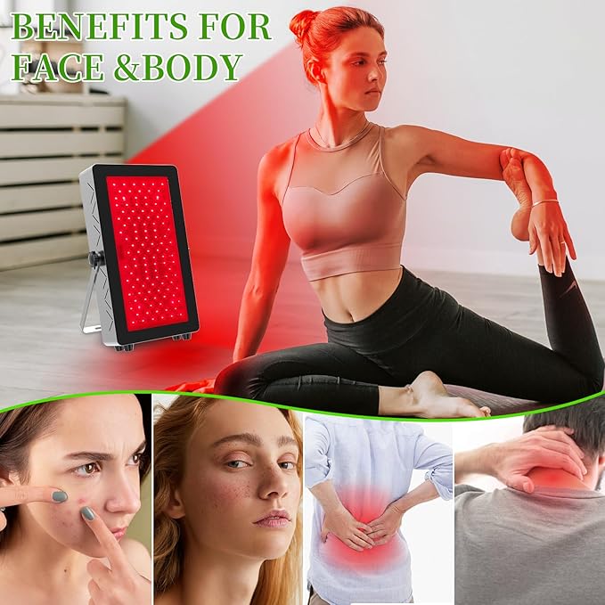 Red Light Lamp with Protective Glasses, 100W Near Infrared Light, 660nm 850nm High Power Panel, 7 Time Settings, 5 Brightness, 3 Light Modes