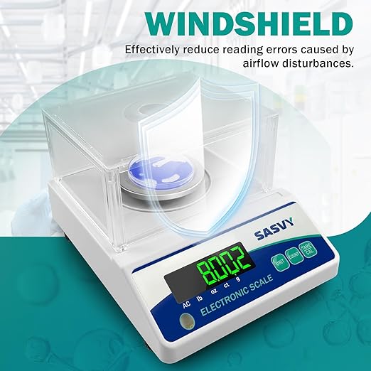 Lab Scale 500g x 0.001g Scientific Scale g/oz/ct/lb High Precision Digital Electronic Analytical Balance for Jewelry Kitchen Laboratory School, Includes 200g Calibration Weight&Battery