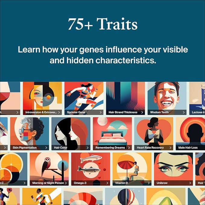 AncestryDNA + Traits Genetic Test Kit: Personalized Genetic Traits, DNA Ethnicity Test, Origins & Ethnicities, Complete DNA Test, Ancestry Reports