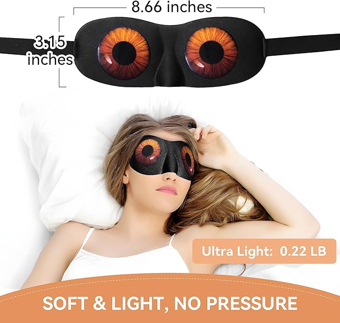 SkiBeau Cute 3D Sleeping Eye Mask Funny Blindfold 2 Pack Travel Sleep Masks Super Soft Weird Eye Cover for Men Women and Kids