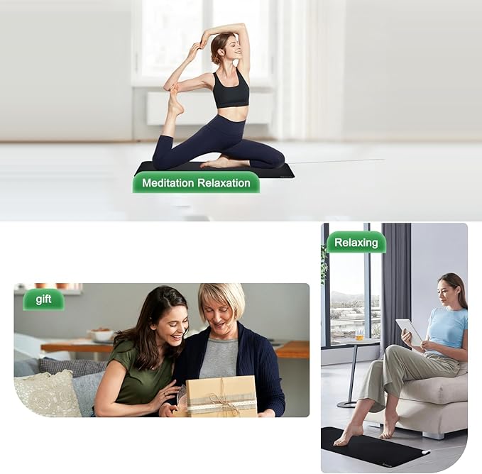 Grounding Yoga Mat - Exercise Fitness Pad, 71x24 Inch Upgraded Non-Slip Grounding Pad with 15ft Cord, Earth Connected Mats for Yoga Sleep Work Meditation Anxiety Reduction