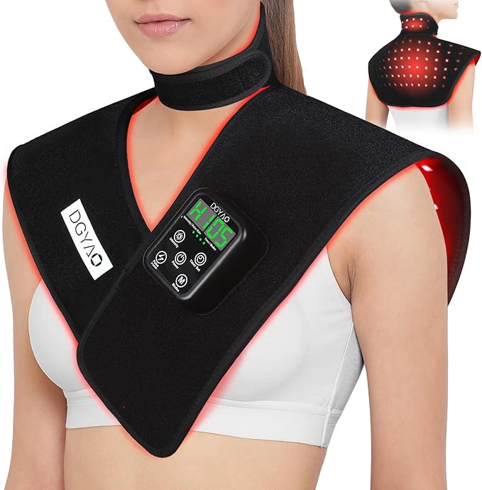 TUOB Red Light Therapy Device for Shoulder and Neck with 6000mAh Battery, Cordless 850nm Near Infrared Light Therapy Wrap for Shoulder Back Benefit for Joint Pain Relief Muscle Relax