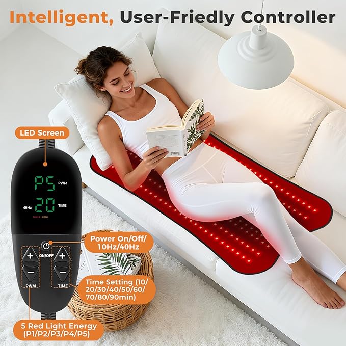 Red Light Therapy for Body, 31.5''× 14.2'' Eligible Red Light Therapy Pad, Dual Chip Grade 330 LEDs 660nm & 850nm Light Therapy Mat with Timer Remote Control