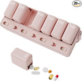 Restree Weekly Pill Organizer 7 Day, Large Capacity Pill Box with Reminder Indicator, Easy Slide Open Detachable Travel Pill Case for Vitamins Supplements & Daily Medications (Pink)