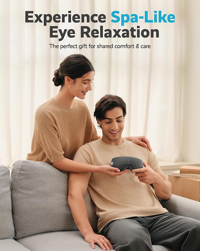 SKG Heated Eye Massager, Portable Eye Mask for Relax & Eye Strain Relief, Bluetooth Massaging Eye Massager Ideal Mother's Day/Birthday Gift for Mom, Dad, Women, Men