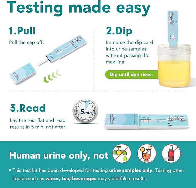 Easy@Home THC Drug Test Kit - Marijuana/Weed Urine Tests for Home Use (16 Pack), 50ng/ml Cutoff Level THC Single Panel Testing Kits, #EDTH-114