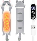Cat Heating Pad-USB Heated Plush Stuffed Animals for Period Cramps and Menstrual Pain Relief,22” Portable Electric Kitten Heating Pads,Built-Pocket Plushie Women Girls Birthday Gifts,Gray