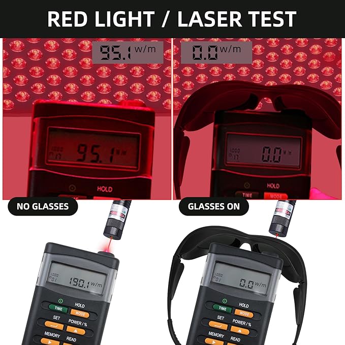 Red Light Therapy Glasses - 99.9% Near-IR Blocking, Anti-Red Light for Home Use Facial Devices | Comfort Safety Glasses for SPA Equipment at Home and Tanning at Gym or Beach, ANSI Z87.1 Certified