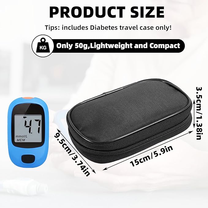 Diabetes Supply Organizer - Portable Blood Glucose Meter Storage Bag, Travel Case for Glucometer Kit