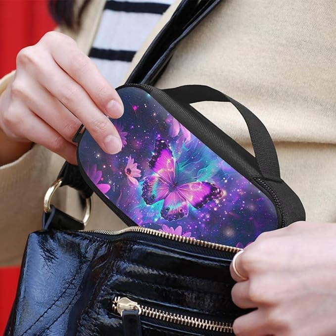 Purple Butterfly Flower Insulin Pen Cooler Travel Case Lightweight Glucose Meter and Diabetic Medication Cooler Storage Bag for Daily Life & Trip