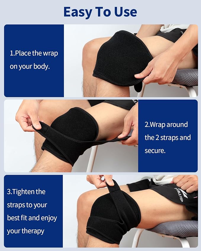 2 PCS Gel Ice Pack Wrap with Straps for Knee,Elbow, Wrist, Neck, Ankle & Back,Reusable Ice Packs for Injuries, Inflammation & Recovery Hot Cold Therapy Short Style