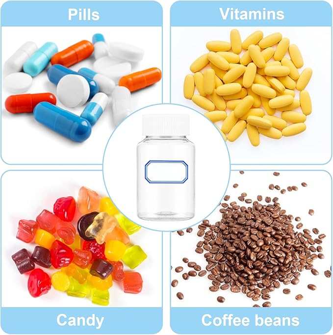 Clear Pill Bottle 6Pcs Empty Medicine Organizers Plastic Pill Bottles Transparent Reagent Containers 80ml Large Jar Powder Storage Leak Proof Caps for Liquid Solid Powder Home Toiletries