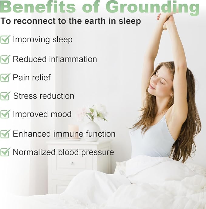 Grounding Sheets King Size Premium Cotton for Healthy Sleep Therapy, Deep Pocket Grounding Fitted Sheets Includes Grounding Cord (Gray, King -76"x80"x14")