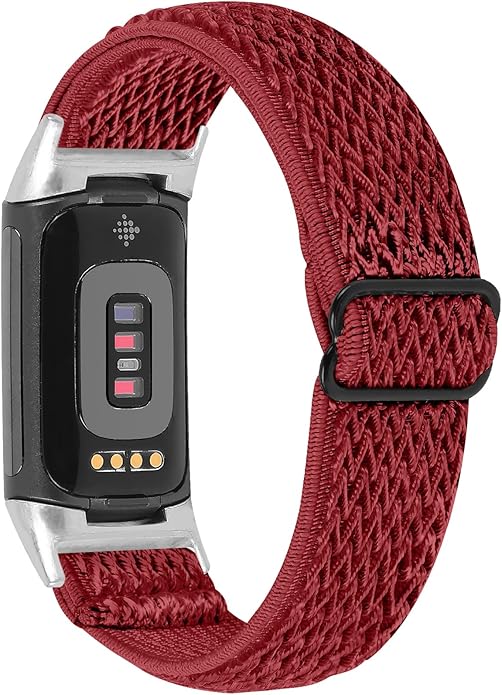 Lijinlan Nylon Band Compatible with Fitbit Charge 5 Advanced Fitness & Health Tracker, Elastic Woven Strap Stretchable Wristband Watch Bands Replacement for Charge 5 for Women Men