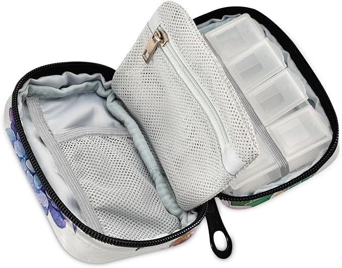 Travel Pill Case Spring Flowers Floral Weekly Small Pill Box 7 Day Pill Box Pill Organizer Bag