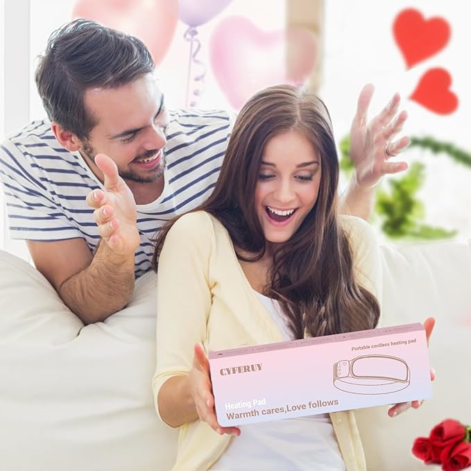 Portable Heating Pad for Period Cramps, Menstrual Heating Pad with 5000mAh Magnetic Controller, 3 Heat Levels & 3 Massage Modes for Period Cramps Pain Relief, Christmas Gift for Women