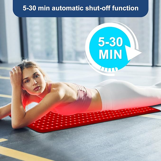Red Light Therapy Pad 31.5" x 11.8" Large Mat 660nm & 850nm Infrared Light Therapy Devices Wearable Wrap Belt for Full Body Shoulders Waist Back Knee Joint Muscle Pain Relief