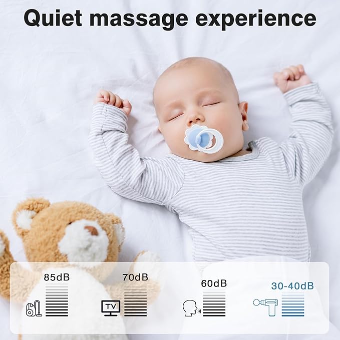 cotsoco Mini Handheld Massage Gun, Deep Tissue with 6 Speeds, Cordless Muscle Massager with 4 Heads,Type-C Charging, Travel Size, Best Gifts