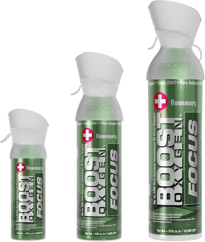 Boost Oxygen Focus Rosemary Collection | Large 10L, Medium 5L & Pocket Size 3L (3 Pack)