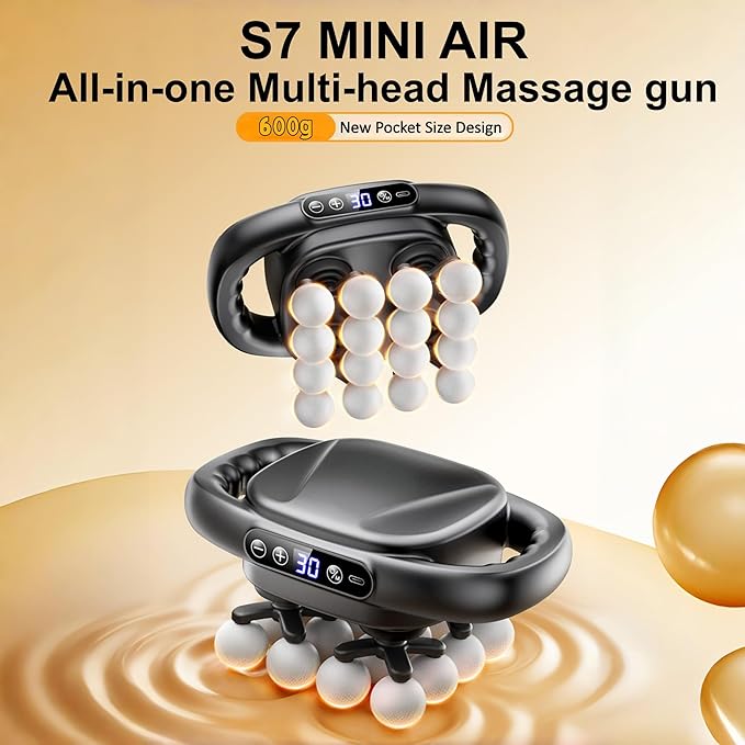 Mini 16 Head Massage Gun Set, Mini 16-Drive 8-Head Massage Gun Deep Tissue with 30 Levels & 3 Modes for Thighs, Arms, Waist, Back