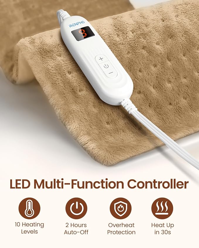 RENPHO Heating Pad for Back Pain & Cramps Relief, Hsa Store Eligible Items, Heat Pad for Knee and Leg, Mothers Day Gifts for Mom Wife, Auto Shut Off, ETL Certified, 12" x24‘’ Light Yellow