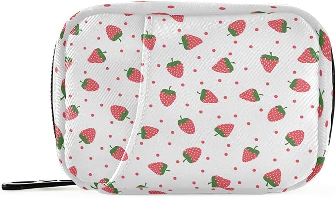 Strawberry Fruit Pill Box 7 Day Pill Case Travel Pill Organizer Bag with Zipper Portable Weekly Vitamin Medicine Supplement Holder Pouch Bag