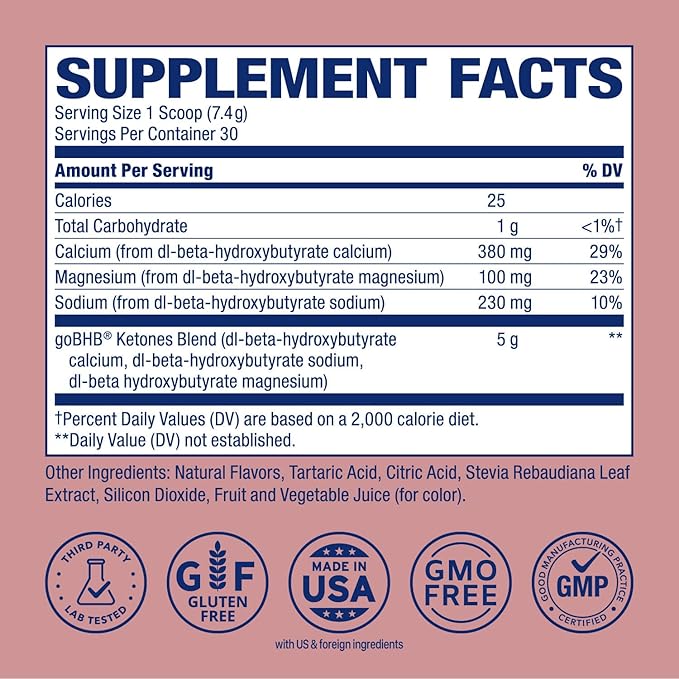 Real Ketones BHB Exogenous Ketones Energy Powder Sugar Free Electrolyte Powder with 4 Main Fasting Electrolytes & Hydrating Patented BHB Ketones for Energy & Focus (Black Cherry, 30 Servings)