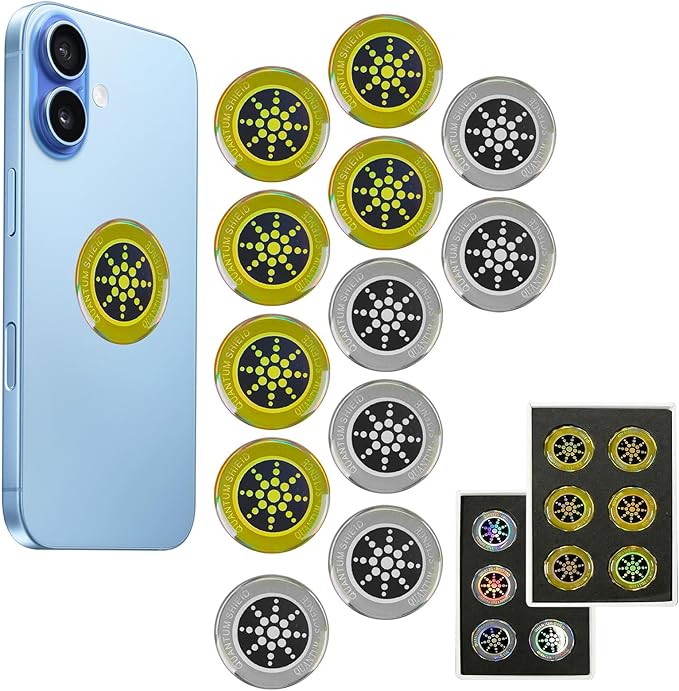 12-Pack Cell Phone Protection Stickers, Compatible with Smartphones Skin TabletsLaptop DecalWi-Fi Routers TVs,Easy to Apply,Gold Silver Metallic Sticker