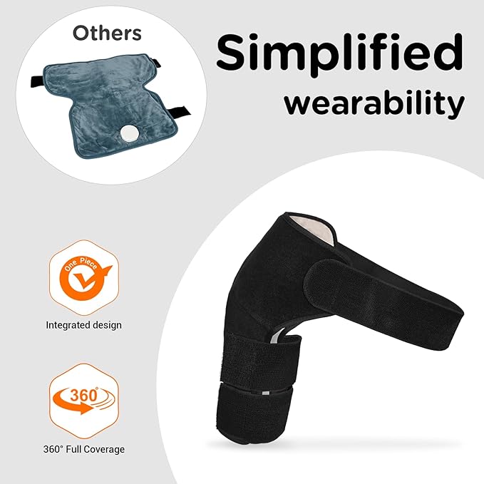 Comfytemp Shoulder Heating Pad for Rotator Cuff, Heating Pad for Shoulders with Brace, Electric Heated Shoulders Wrap for Men Women Mom Dad, 3 Heat Settings, 2H Auto-Off (S/M)