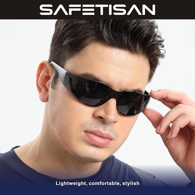 Tinted Safety Glasses Bulk, 24 Pack, Protective Shaded Safety Goggles, UV Protection Sunglasses, Scratch & Impact Resistant Dark Smoke Lense | Perfect for Construction, Shooting, Lab Work
