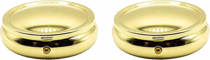 Set of 2 Circular Embossed Triple-Compartment Pocket Purse Pill Box & Organizer (Gold Curved)